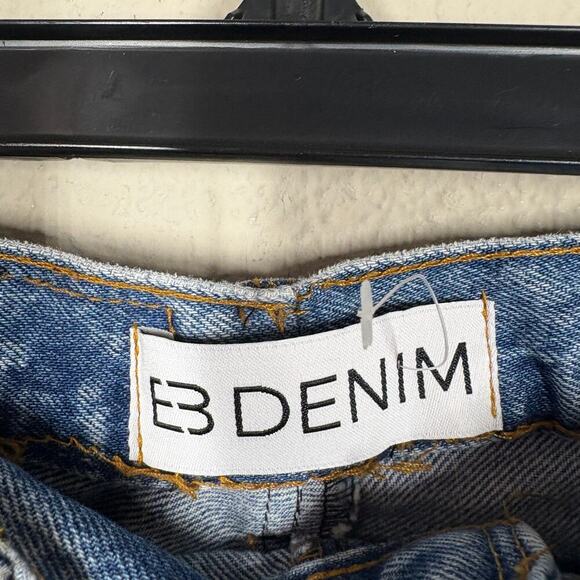 EB Denim Farrah Flare Button Fly Retro Jeans Light Blue Wash Split Hem - Picture 6 of 12